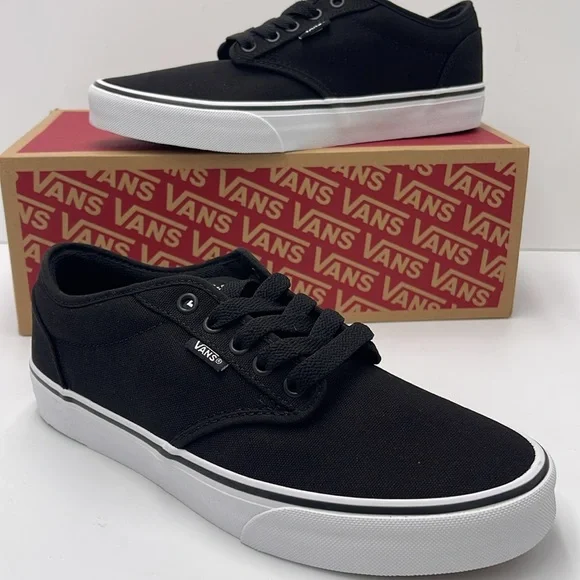 Vans Men’s Canvas Sneakers Classic Low-Top Design Atwood (Canvas) Black/White - Picture 14 of 16